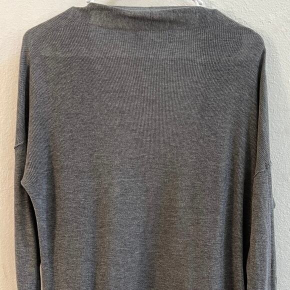 Velvet by Graham & Spencer Gray Lux Cotton Long Slit Cardigan Lighweight XS - Picture 6 of 9